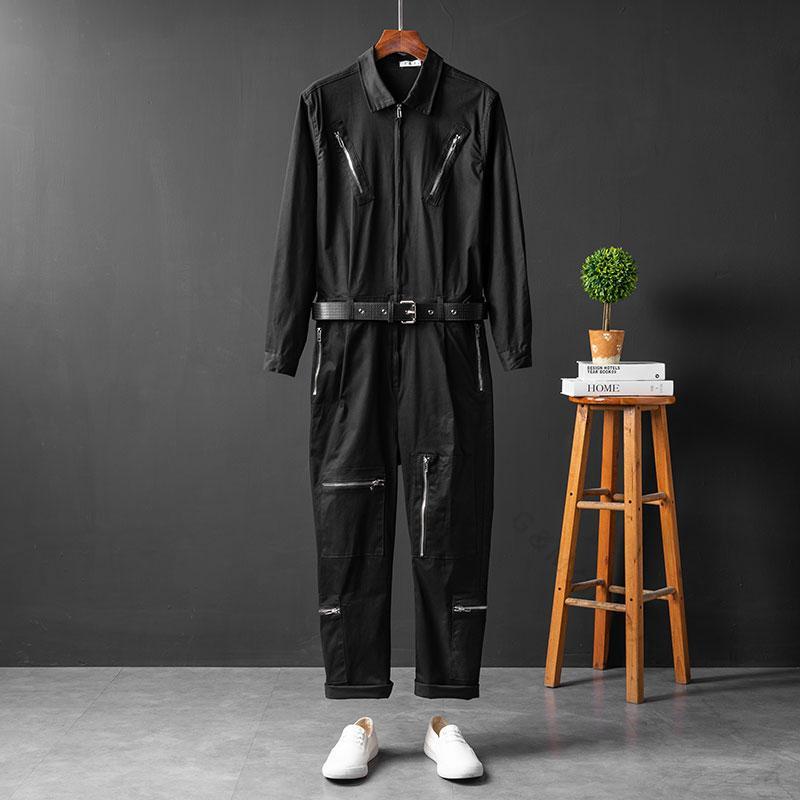 つなぎ 作業着 ジャンプスーツ ジッパー仕様 パフォーマンス オールインワン 黒 長袖 イベント用衣装 メンズ レディース対応 作業服