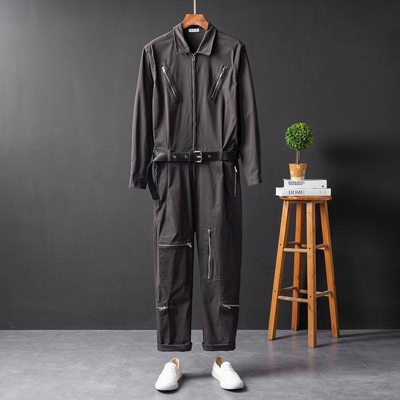 つなぎ 作業着 ジャンプスーツ ジッパー仕様 パフォーマンス オールインワン 黒 長袖 イベント用衣装 メンズ レディース対応 作業服