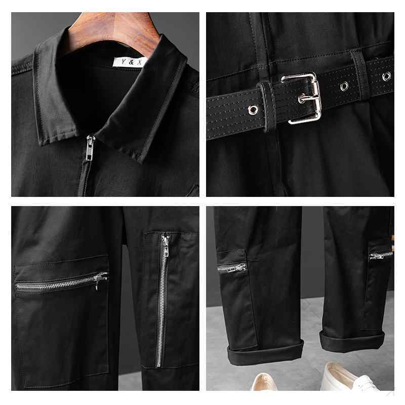 つなぎ 作業着 ジャンプスーツ ジッパー仕様 パフォーマンス オールインワン 黒 長袖 イベント用衣装 メンズ レディース対応 作業服