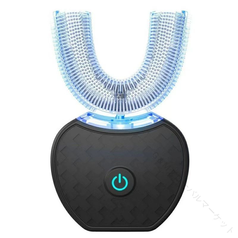 新型四代目電動歯ブラシ 音波振動歯ブラシ IPX7防水仕様 ワイヤレス充電対応 360°U型ブラシ ブラックカ..