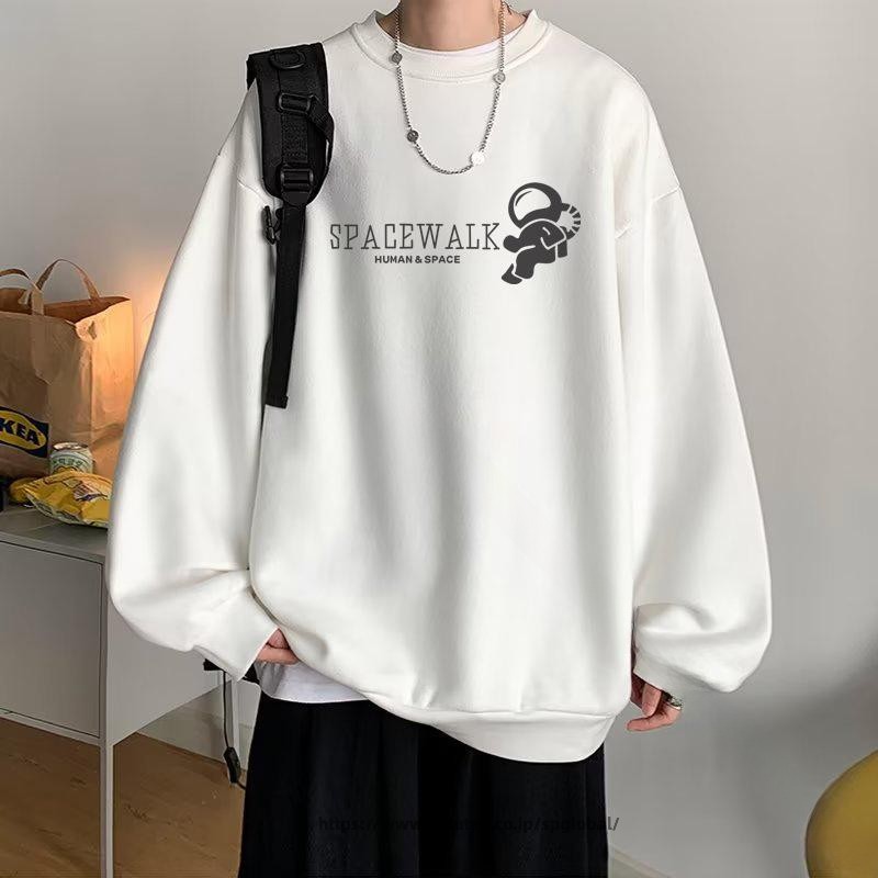 Rakuten - メンズ トレーナー 長袖 プルオーバー M L XL 2XL 3XL 4XL 裏起毛 秋冬 カジュアル ストリートスタイル プリント柄 黒 白 紺 ポリエステル 男性用 トップス