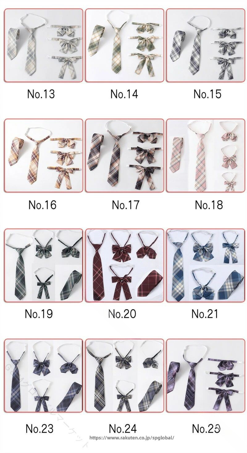 G&Mグローバルマーケットのワンタッチネクタイ スクールリボン セーラー服アクセサリー チェック柄ボウタイ 学生制服小物 レディーススクールスタイル 蝶結びネクタイ 通学用アクセント 制服コーディネート 5点セットお得品｜アングル3