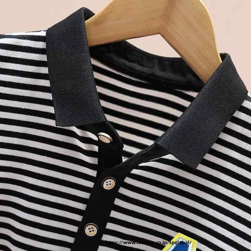 G&Mグローバルマーケットの男の子 ポロシャツ 夏用 ゴルフ 短袖 ストライプ スポーツ Tシャツ トップス 吸湿速乾 軽量 通気性 子供服 キッズ ジュニア 半袖 カジュアル UVカット 吸汗 速乾素材 通気性抜群 スポーツ｜アングル3