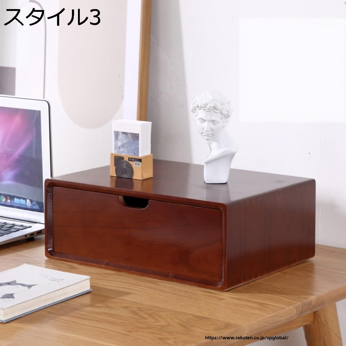 小物チェスト 木製 ミニチェスト 多段引き出し デスク上置棚 インテリア スタイル2 デスクトップ収納 おしゃれ 木製システム収納 机上収納ケース デスクオーガナイザー モニター台 机 [3]