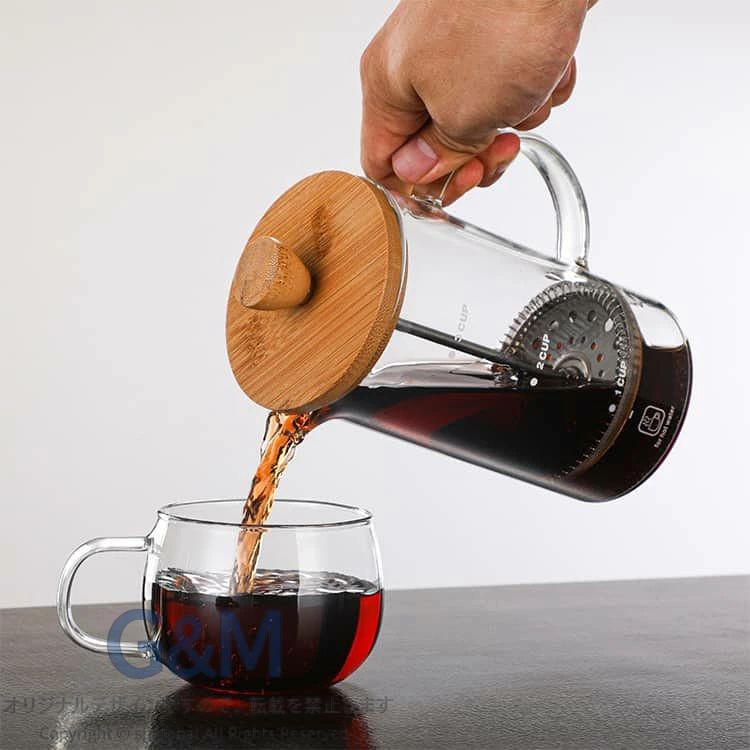 目盛り付き フレンチプレス コーヒープレス 400ml 防錆 コーヒー 分離式プレスメー...
