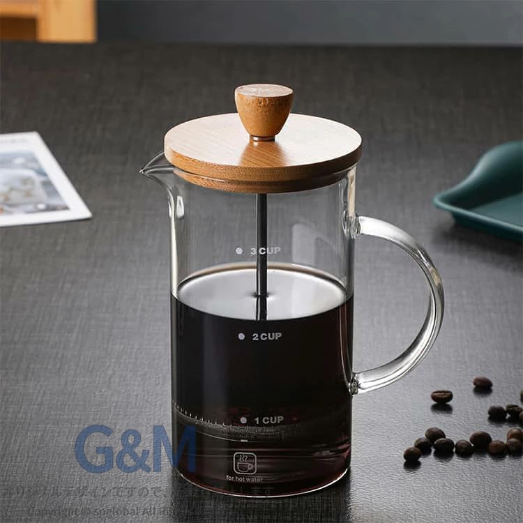 目盛り付き フレンチプレス コーヒープレス 400ml 防錆 コーヒー 分離式プレスメー...