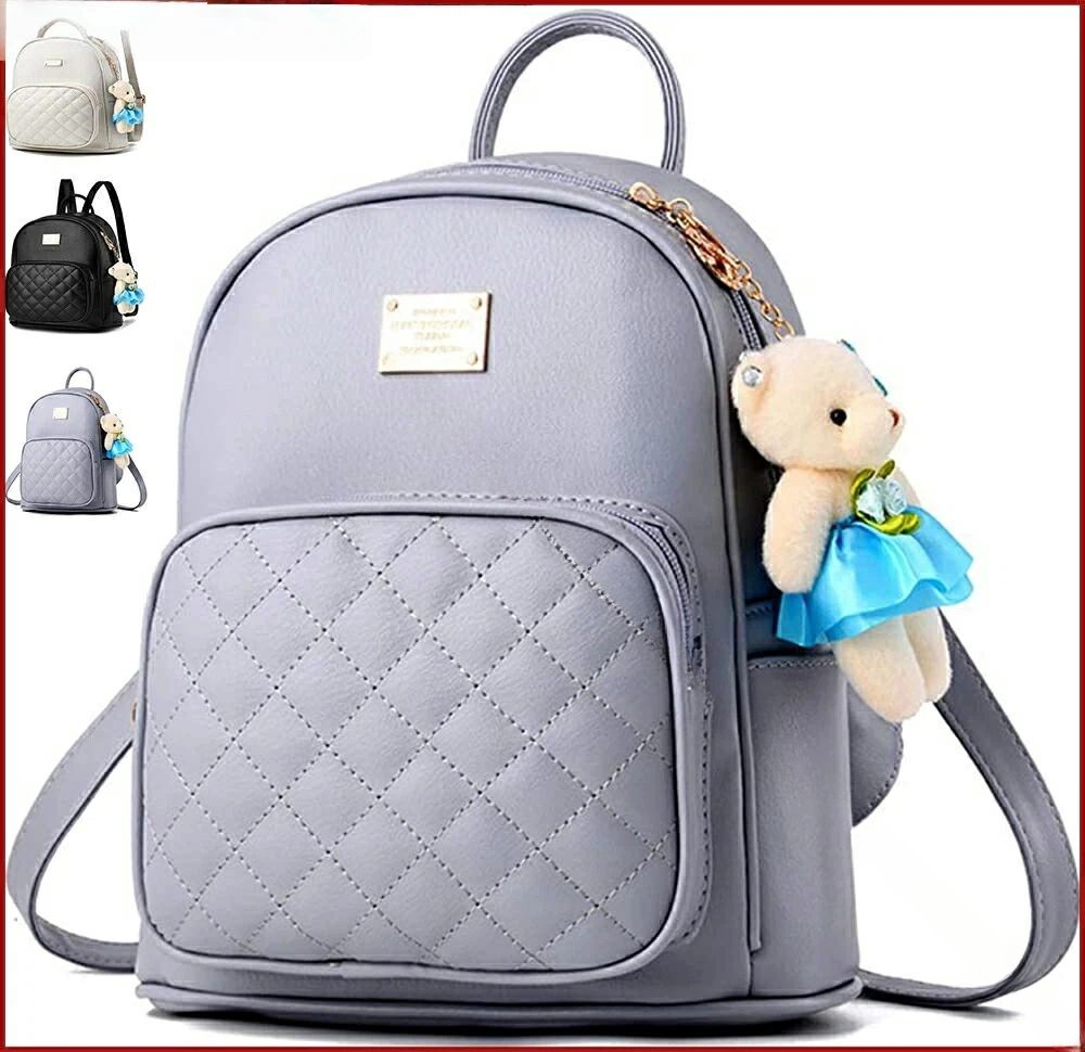 リュック レディース ミニリュック PUレザー リュックサック ショルダーバッグ ハンドバッグ 3way 女の子 かわいい 熊チャーム付き 通勤 通学 旅行 バッグ 鞄 カバン 通勤用 通学用 旅行用
