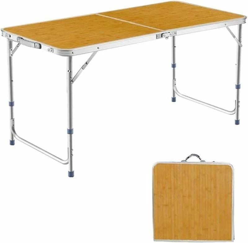 【サイズ】使用時：約120×60×高さ55/62/70cm、収納時：約60×6.5×高さ60cm 。本体重量 : 4.5kg 。 【素材】材質:フレーム/アルミニウム、他、天板/メラミン加工合板(抗菌加工) 。熱や汚れに強い加工で、熱いものを乗せても平気＆汚れが付きにくい仕様になっていてお手入れ簡単！ 【高さ3段階調整】高さも70cm/62cm/55cmで3段階で調整可能、様々な用途に合わせ、自由自在に高さを変化させることができます。 屋外グリルスタンドテーブルの重量はわずか4.5kgです。軽量で折りたたんだ後のサイズが小さいため、持ち運びや保管が簡単です。また、数秒で設置することができます。すばやく折りたたんで、キャリーハンドルで持ち運びできます。 【30秒で簡単組み立て＆コンパクト収納】サッと広げるだけの簡単組み立て！説明書いらずで手軽に持ち運び可能な2つ折りタイプテーブル、つなぎ目も少なく使い勝手バツグンのアルミテーブルです。 【様々な場所で大活躍】屋外食事や室内用簡易デスク、一時的な物置など、簡易的に欲しい場所にテーブルが作れて活躍！使い道が多い。高さも変えられ高・低どちらも重宝! 【ぐらつきについて】こちらの折りたたみテーブルは軽量化を重視し、高さも調節可能。高さを調節する際の空気の抵抗を小さくするために、連結部に隙間がありますので、少しぐらつきがあり、正常の使用に影響はありません。天板とポールの接続部のロックをかけるとテーブルが安定する。 【スクラッチについて】大型物件は運輸途中で梱包材と摩擦しやすく、たまに軽くスクラッチが付く場合があり、使用に影響はありません。気になる方はお気を付けください。 .アウトドア テーブル キャンプ テーブル 折りたたみ 高さ3段階調整可能 120×60×(55-62-70)cm ピクニック レジャー キャンプ用 折り畳み コンパクト 軽量 持ち運び 便利 頑丈 耐久性 防水 屋外 バーベキュー 収納 多機能 便利グッズ レジャー用品 野外 遠足 バーベキュー用品 キャンプテーブル 折り畳みテーブル 高さ調整 ピクニックテーブル 野外テーブル レジャーテーブル アウトドア用品 キャンプグッズ バーベキューテーブル 収納便利 運搬簡単 折りたたみ式 軽量設計 屋外活動 用具 遠足用品 おすすめ 人気 セール。 指定された配送時間は承っておりません。