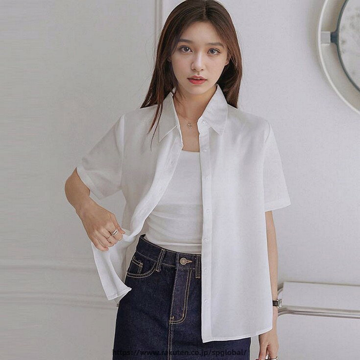G&Mグローバルマーケットのブラウス レディース 半袖 シャツ ワイシャツ 半袖 事務服 前開き おしゃれ yシャツ レギュラー 開襟 襟付き ブラウス 春 夏 秋 大人 トップス レギュラーカラー フェミニン オフィスカジュアル フォーマル 入学式 卒業式 シンプル かわいい｜アングル3