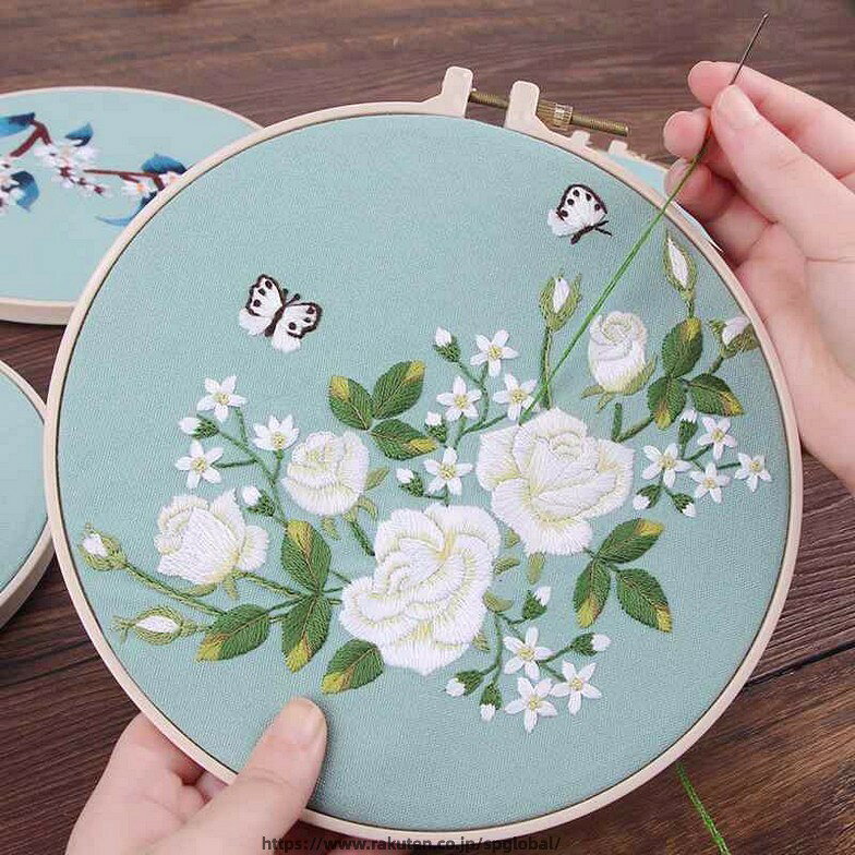 刺繍キット 初心者向け 簡単 DIY手作り 丁寧な解説付き 古風 団扇 巾着 ポーチ 蘇州刺繍 和風 モダンチャイニーズ 手芸 材料セット