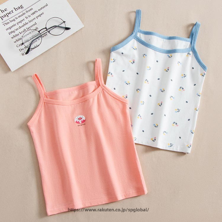 G&Mグローバルマーケットの肌着 キッズ キャミソール 4枚セット キッズ肌着 子供 タンクトップ 女の子 インナー かわいい ベビー女児 袖なし 可愛い 綿 下着 透けにくい ガールズ 肌着 春 夏 秋 冬 100 110 120 130 140 150 160｜アングル3