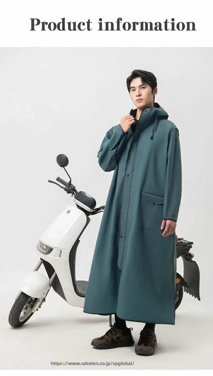 G&Mグローバルマーケットのレディース メンズ防風防水レインコート男女兼用自転車二重つば防水 ロング 【超防水】防雨手袋付き10000mm水圧に｜アングル3