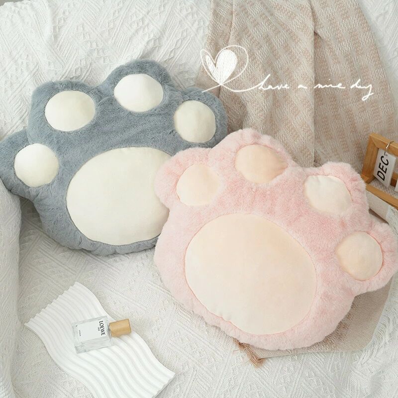 Rakuten - ねこ ぬいぐるみ かわいい 肉球 クッション 猫 ふわふわ 抱き枕 ピンク グレー PPコットン インテリア プレゼント