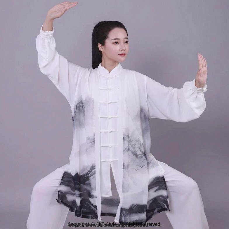 Rakuten - ショール ユニセックス 太極拳 武術 演舞 練習用 軽量 薄手 麻混 山水柄 祥雲柄 昇華プリント 刺? グラデーション