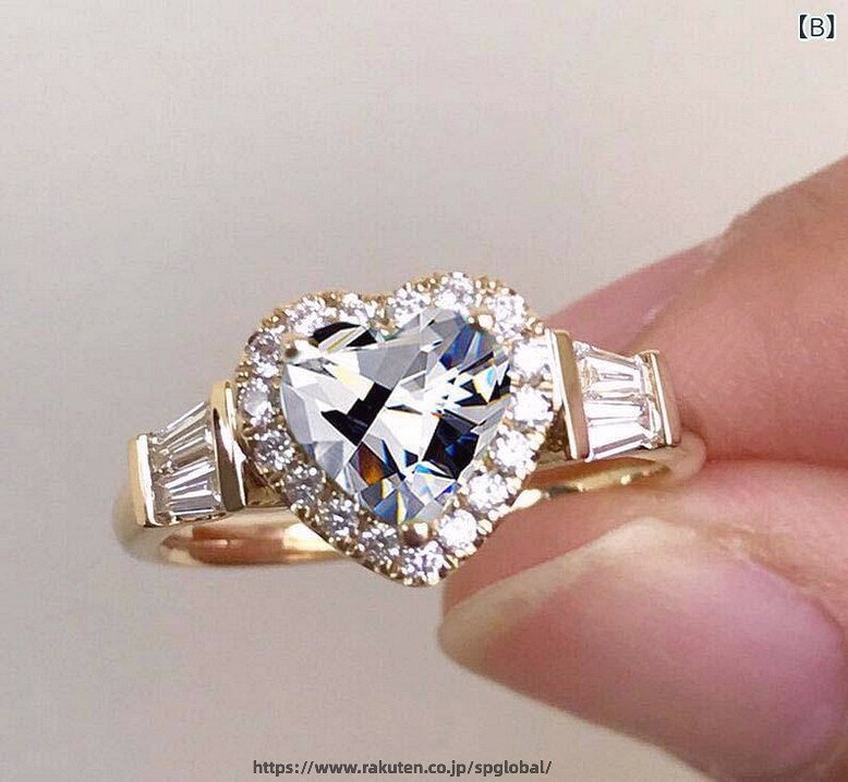 G&Mグローバルマーケットの指輪 レディース 婚約指輪 リング プロポーズ アニバーサリー 合金製 電気メッキ加工 象嵌 ハートモチーフ ジルコニア キラキラ エレガント 欧米風 幾何学デザイン かわいい 上品｜アングル3