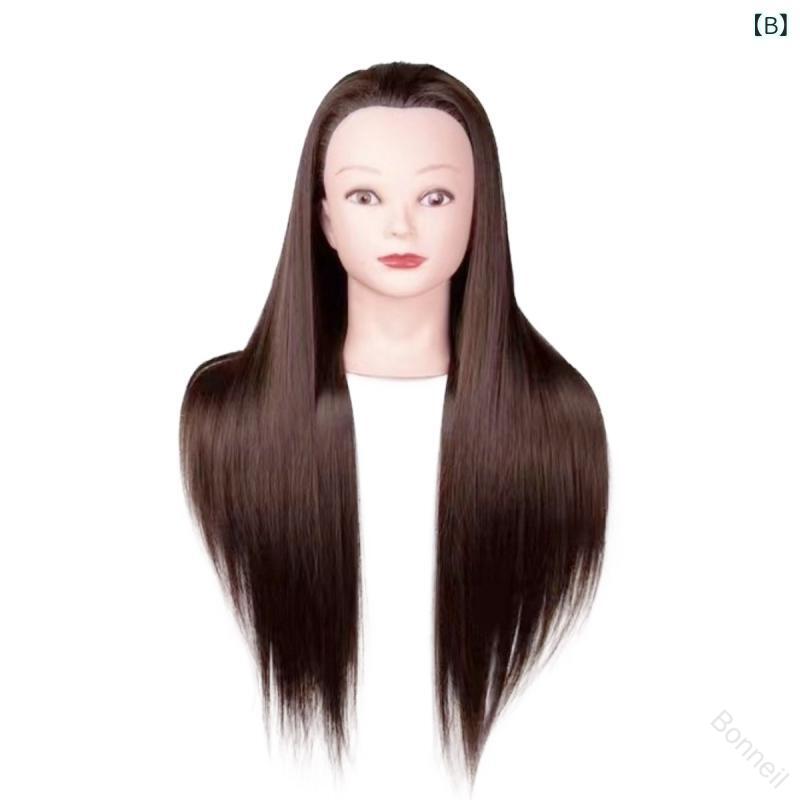 マネキン レディース ヘアカット練習用ウィッグ ロング ストレート 人毛 練習用 美...
