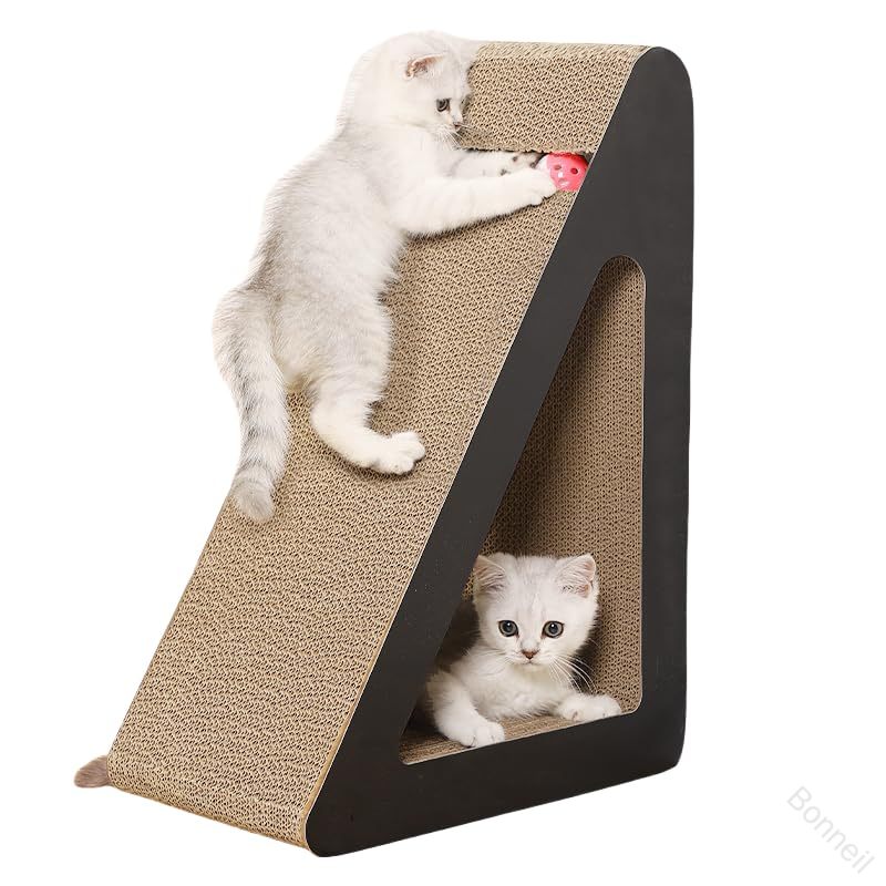 Rakuten - 爪とぎ 猫 つめとぎ ダンボール 三角型 ボール付き 猫ベッド 耐久性 耐磨耗性 退屈解消 ストレス解消 運動不足 爪研ぎ 猫 つめとぎ ダンボール 三角型 ボール付き 猫ベッド 耐久性 耐磨
