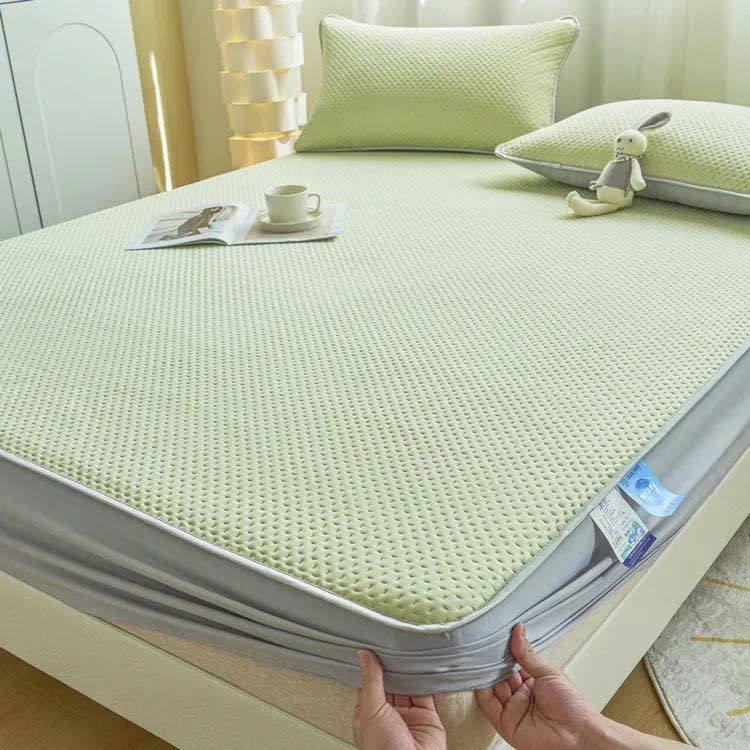 ボックスシーツ 一体型 パット一体型 防水 防水 カバー 枕カバー2枚付き 冷感 接触冷感 夏用 シングル セミダブル ダブル キングサイズ マットレス ベッドシーツ ベッドカバー 洗える 吸 [2]