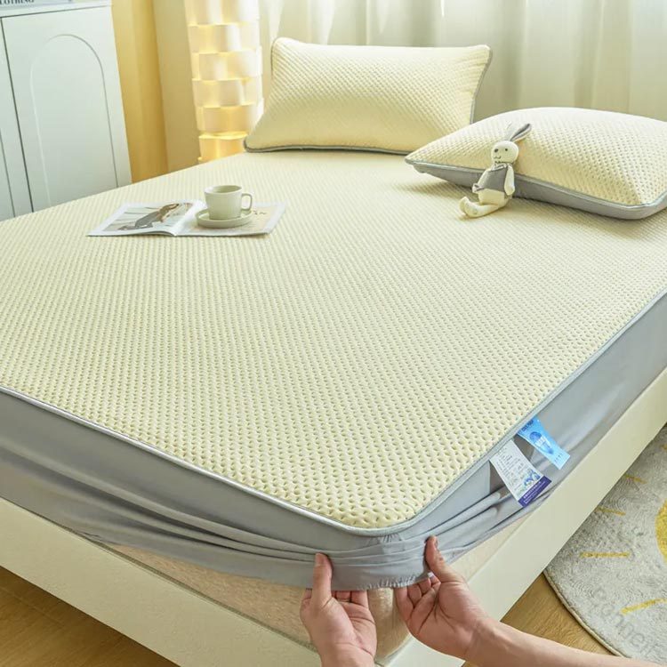 ボックスシーツ 一体型 パット一体型 防水 防水 カバー 枕カバー2枚付き 冷感 接触冷感 夏用 シングル セミダブル ダブル キングサイズ マットレス ベッドシーツ ベッドカバー 洗える 吸 [3]