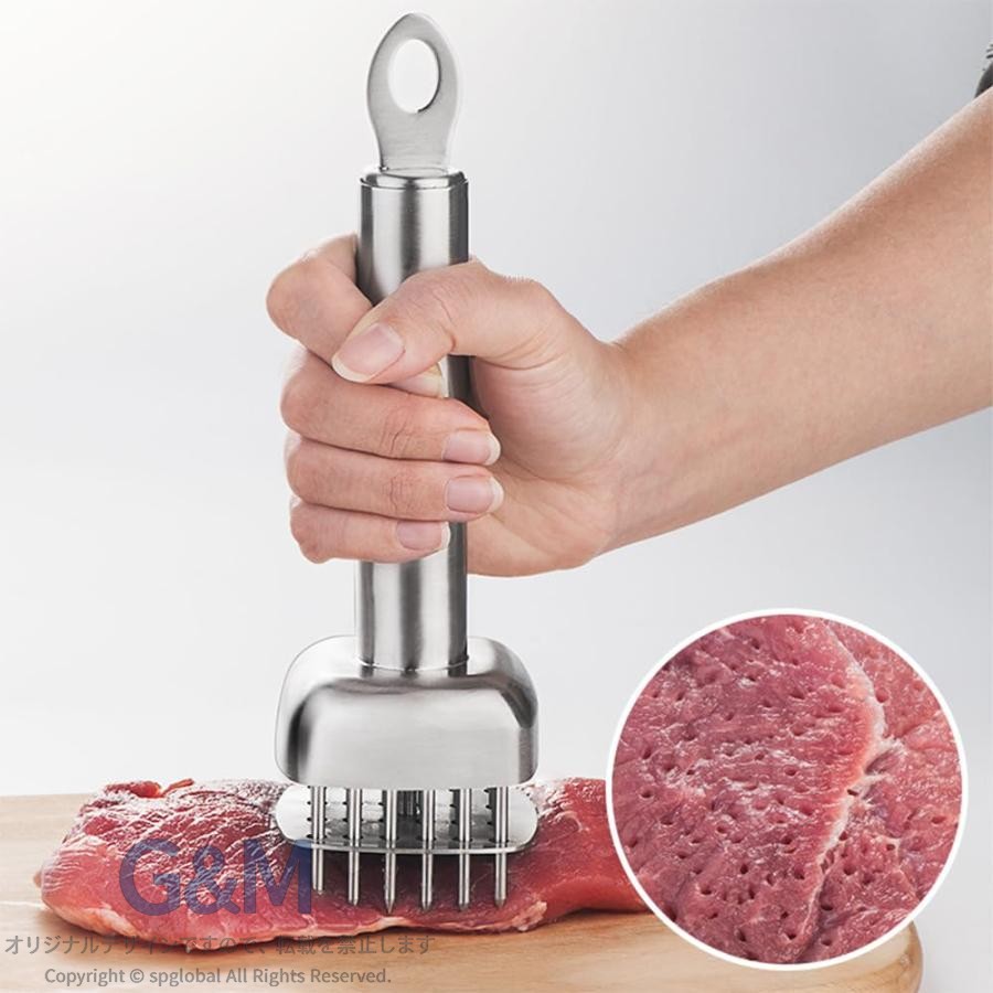 G&Mグローバルマーケットの改良式 お肉のすじ切り器 筋きりカッター 肉筋切り器 調理ミート 肉たたき 肉刺し 筋切り お肉が柔らかくなる ステーキ 調理ミート 食用｜アングル3