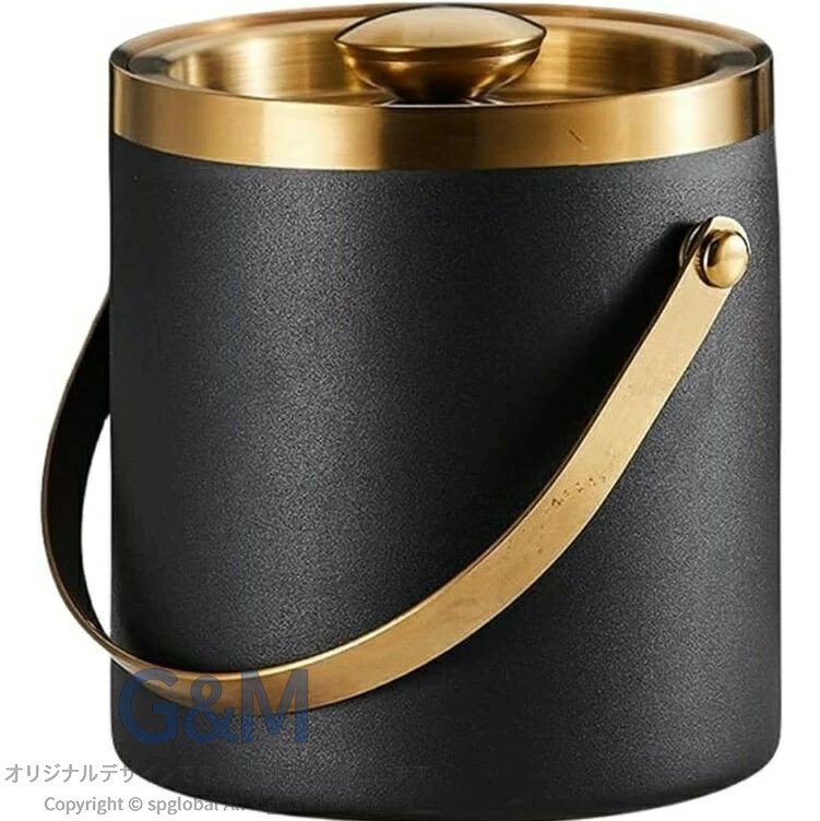 アイスペール 溶けない 二重構造 全ステンレス構造 アイスバケット ステンレス 氷入れ 真空断熱 ハンドルとフタ付 保冷用 2L 大容量 プロ仕様 家庭用 業務用