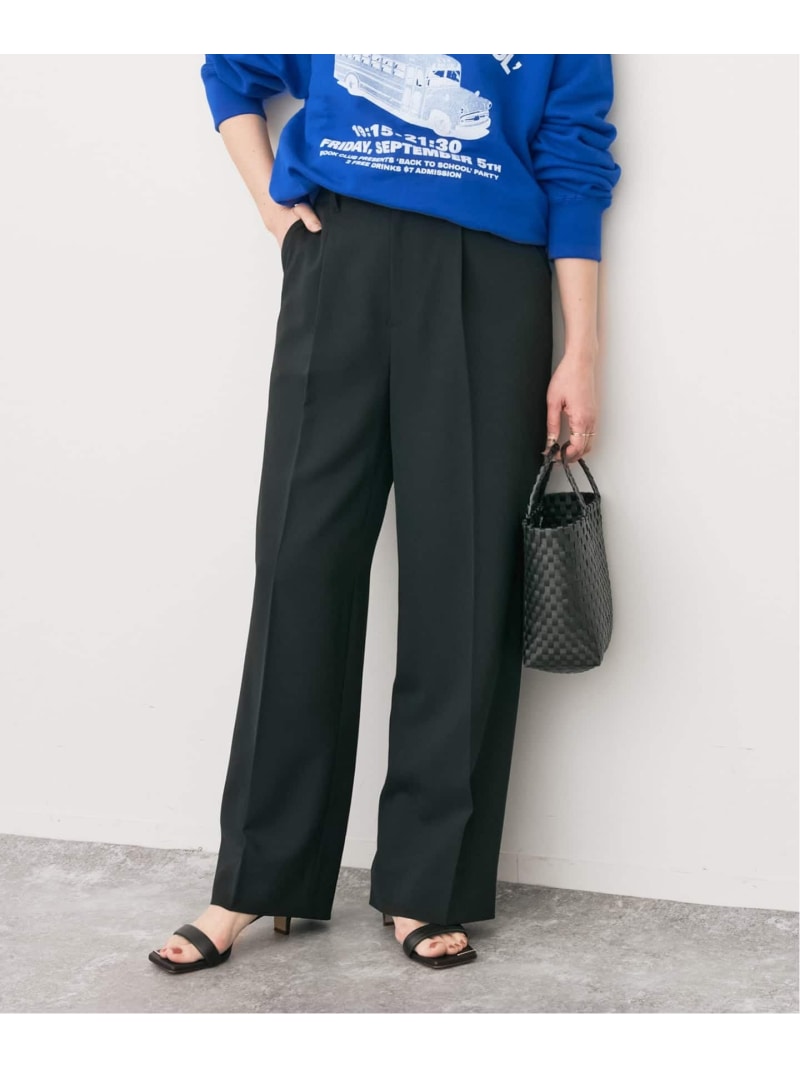 トロストレッチ1タックパンツ Spick & Span スピックアンドスパン パンツ スラックス・ドレスパンツ ブラック ベージュ【送料無料】[Rakuten Fashion]