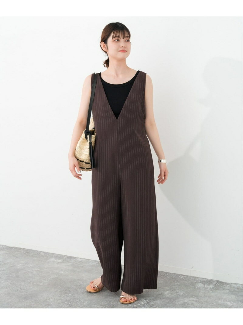 【SALE／30%OFF】ピンストライプVサロペット Spick & Span スピックアンドスパン オールインワン・オーバーオール オーバーオール・サロペット ブラウン ネイビー【RBA_E】【送料無料】[Rakuten Fashion]