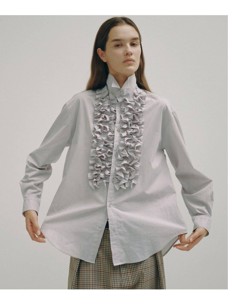 Rakuten - 《予約 / 一部店舗+WEB限定》Frilled Wing Collar Shirt Glyph スピックアンドスパン トップス シャツ・ブラウス グレー【先行予約】*【送料無料】[Rakuten Fashion]