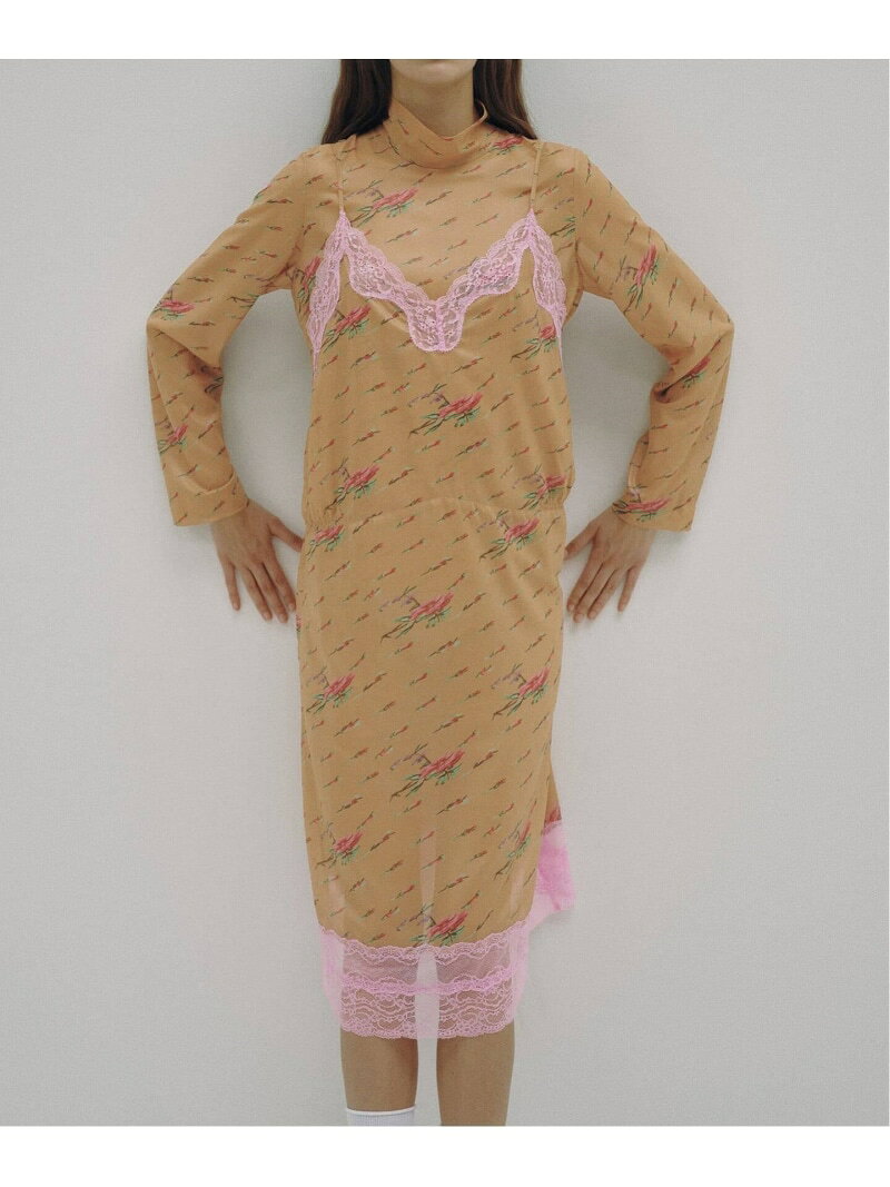 Rakuten - 《予約 / 一部店舗+WEB限定》Crushed Rose Lingerie Dress Glyph スピックアンドスパン ワンピース・ドレス ワンピース ブラウン【先行予約】*【送料無料】[Rakuten Fashion]