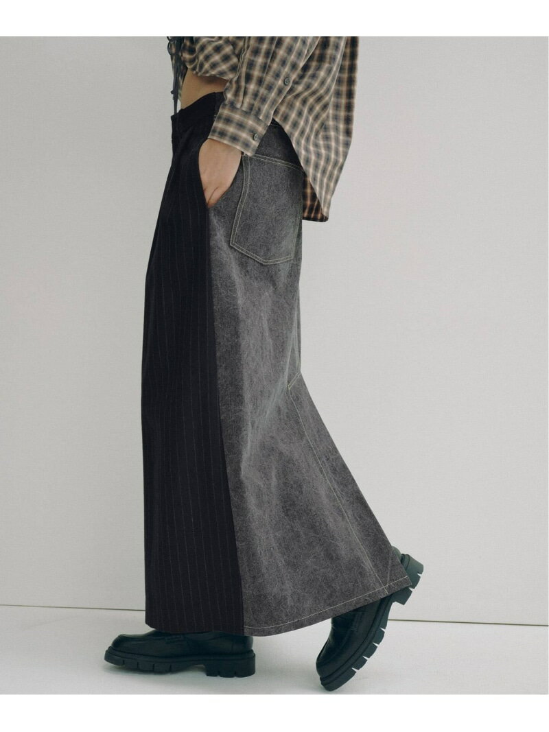 Rakuten - 《予約 / 一部店舗+WEB限定》Combination Skirt Glyph スピックアンドスパン スカート その他のスカート ブラック【先行予約】*【送料無料】[Rakuten Fashion]
