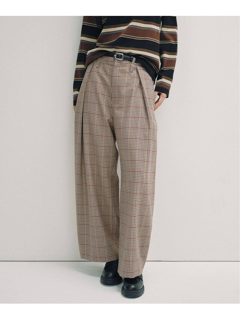 Rakuten - 《予約 / 一部店舗+WEB限定》Checked Barrel-leg Trousers Glyph スピックアンドスパン パンツ スラックス・ドレスパンツ ベージュ【先行予約】*【送料無料】[Rakuten Fashion]