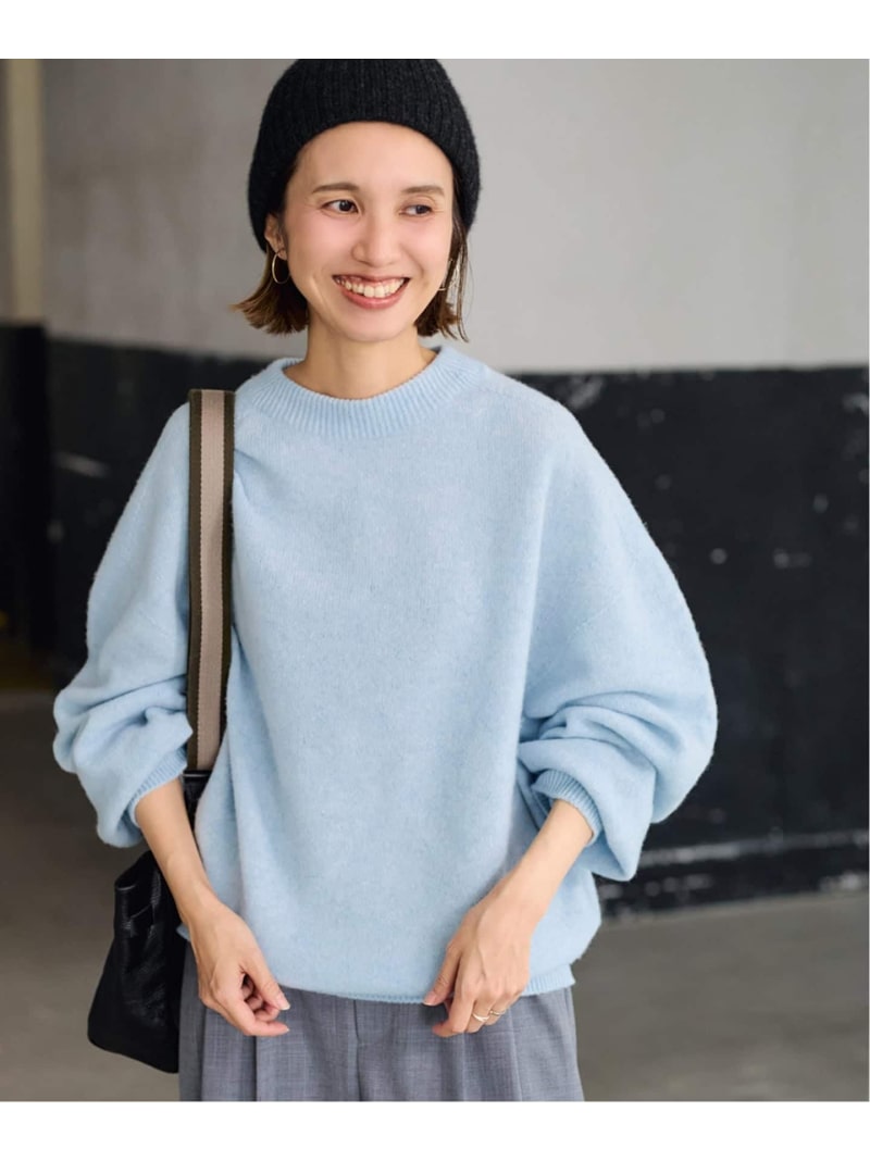 クルーネック ミドルゲージプルオーバー FRAMeWORK フレームワーク トップス ニット ブルー ベージュ ..