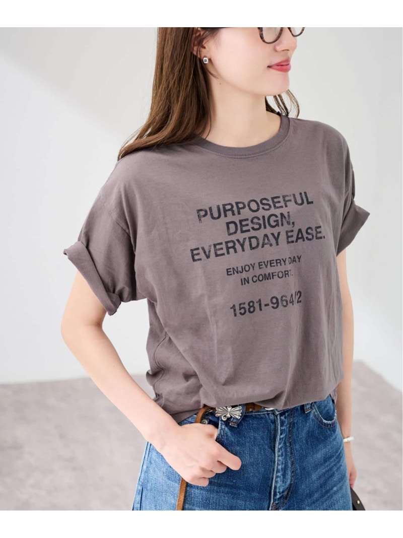 ≪追加≫カスレロゴプリントTシャツ FRAMeWORK フレームワーク トップス カットソー・Tシャツ ベージュ グレー ホワイト