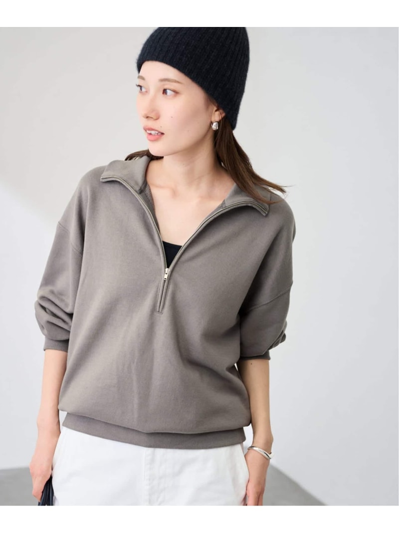 DEEP HALF ZIP FRAMeWORK フレームワーク トップス スウェット・トレーナー ホワイト グレー【送料無料..