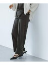 《追加予約》【洗える】ルナサテンベルテッドパンツ NOBLE ノーブル パンツ スラックス・ドレスパンツ ブラウン ベージュ【先行予約】*【送料無料】[Raku...