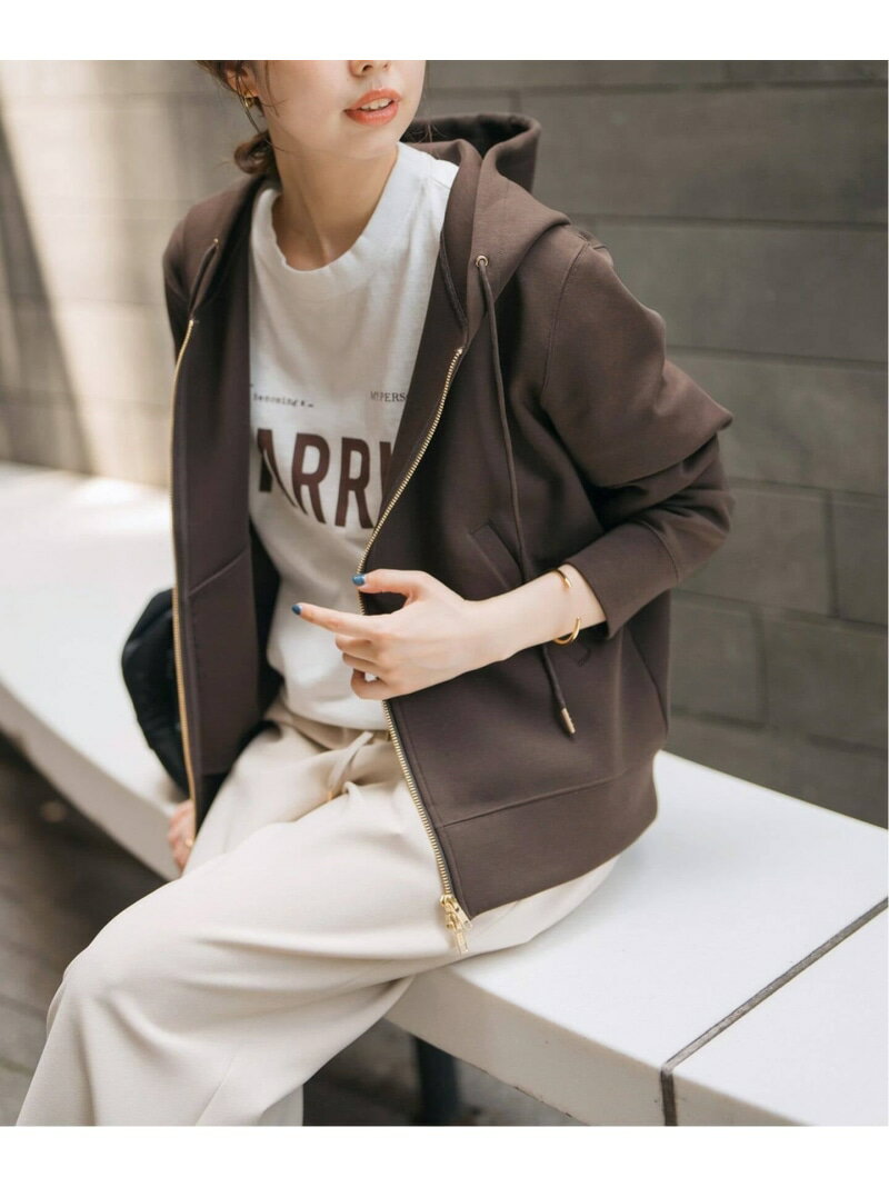 《追加2》ストレッチジップフードパーカー Spick & Span スピックアンドスパン トップス パーカー・フーディー グレー ブラウン【送料無料】[Rakuten Fashion]のサムネイル