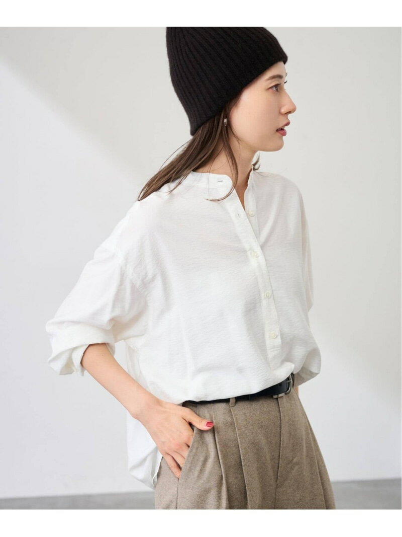 レーヨンナイロンポプリンバンドカラーシャツ FRAMeWORK フレームワーク トップス シャツ・ブラウス ブ..
