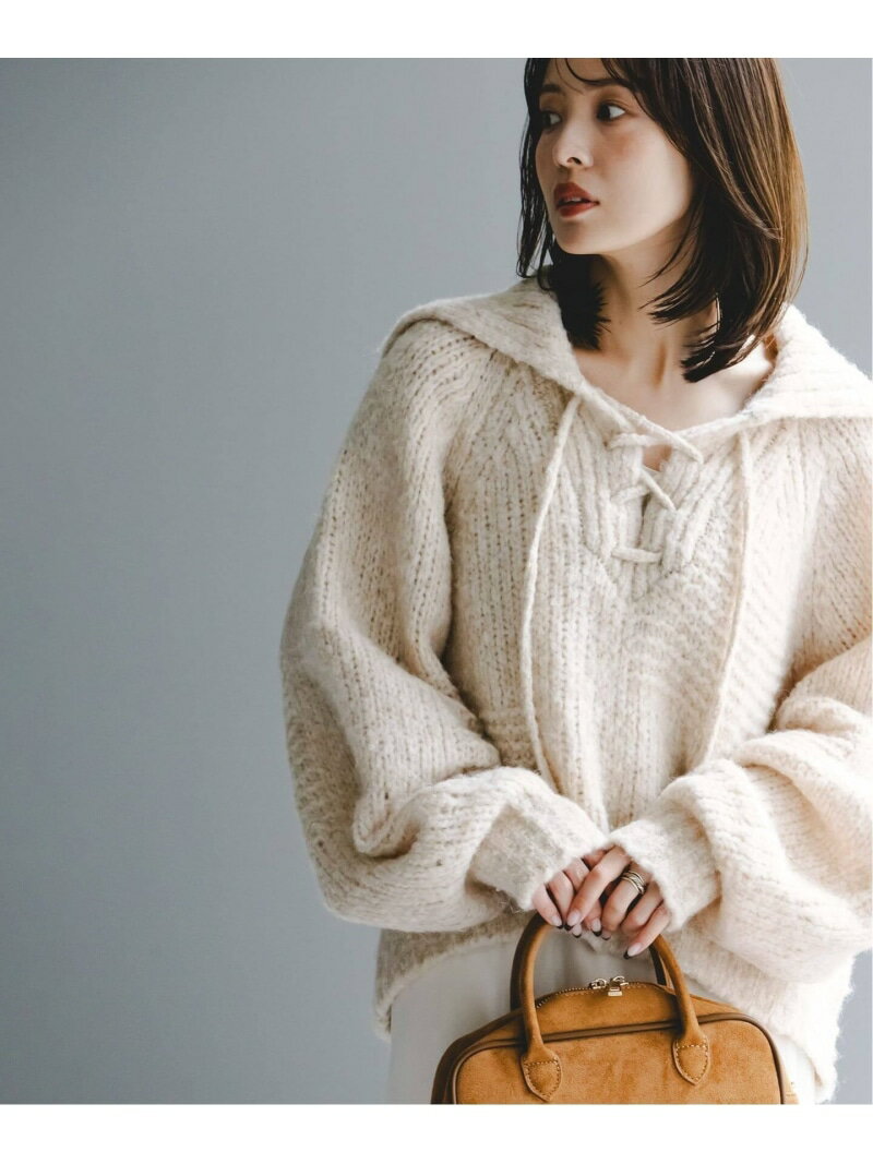 《予約・NOBLE別注》Venit/ヴェニット レースアップニット NOBLE ノーブル トップス ニット グレー ベージュ【先行予約】*【送料無料】[Rakuten Fashion]のサムネイル