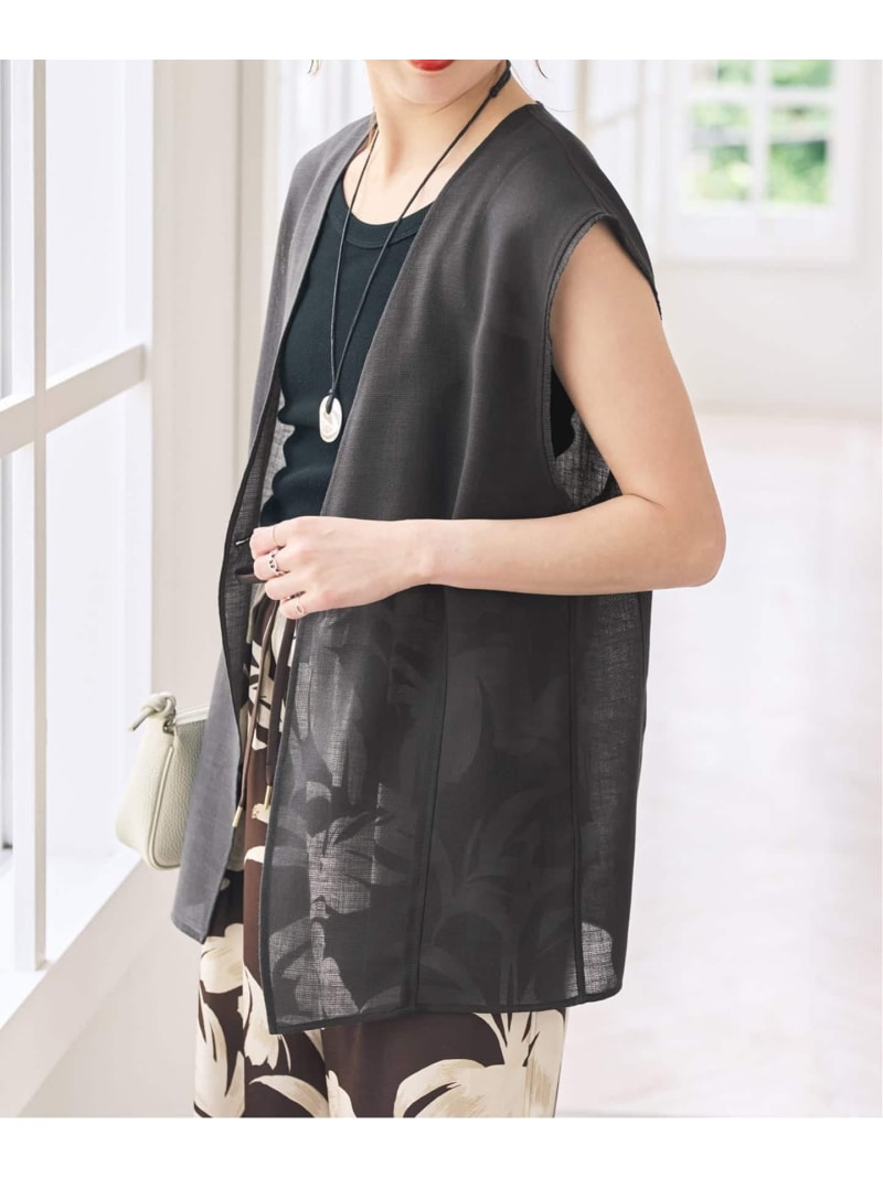 Rakuten - シアーカラミVカラージレ Spick & Span スピックアンドスパン トップス ベスト・ジレ グレー ブラウン【送料無料】[Rakuten Fashion]
