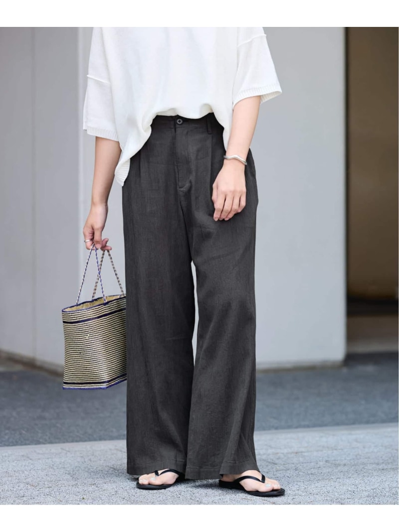 楊柳タックパンツ FRAMeWORK フレームワーク パンツ スラックス・ドレスパンツ ブラウン グレー