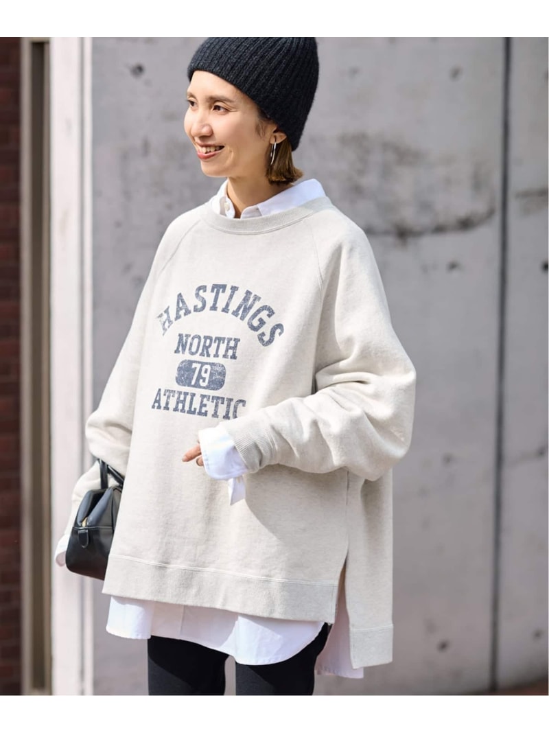 ラグランポンチョプリントスエット FRAMeWORK フレームワーク トップス スウェット・トレーナー グリー..