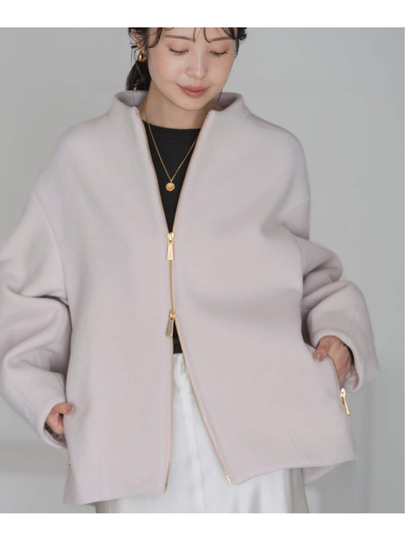 MTRレイズドネックジップコート NOBLE ノーブル ジャケット・アウター その他のジャケット・アウター グレー ベージュ【送料無料】[Rakuten Fashion]のサムネイル