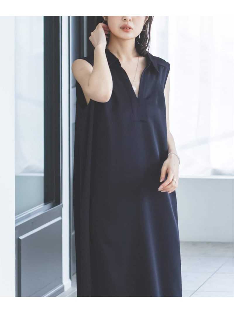 Rakuten - 《予約》バックジョーゼットサテンスキッパーワンピース NOBLE ノーブル ワンピース・ドレス ワンピース カーキグリーン ネイビー【先行予約】*【送料無料】[Rakuten Fashion]