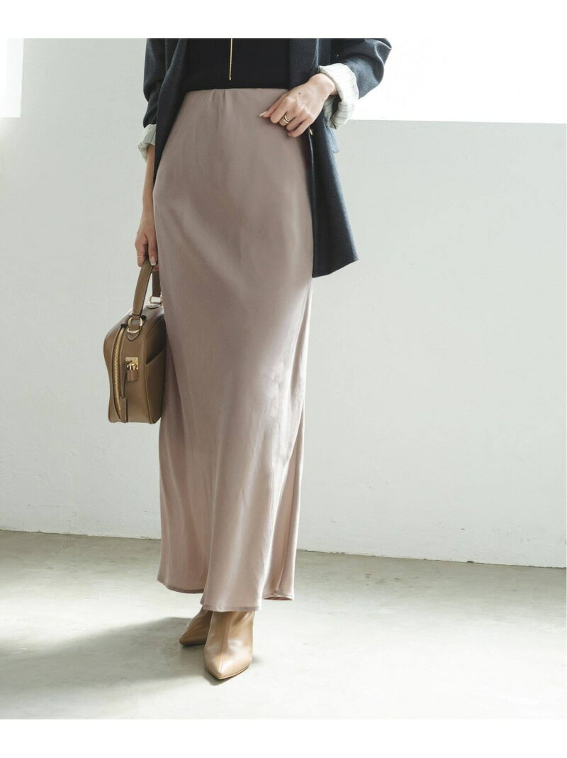 【SALE／30%OFF】《追加》キュプラサテンナローAラインスカート NOBLE ノーブル スカート ロング・マキシスカート グレー【RBA_E】【送料無料】[Rakuten Fashion]