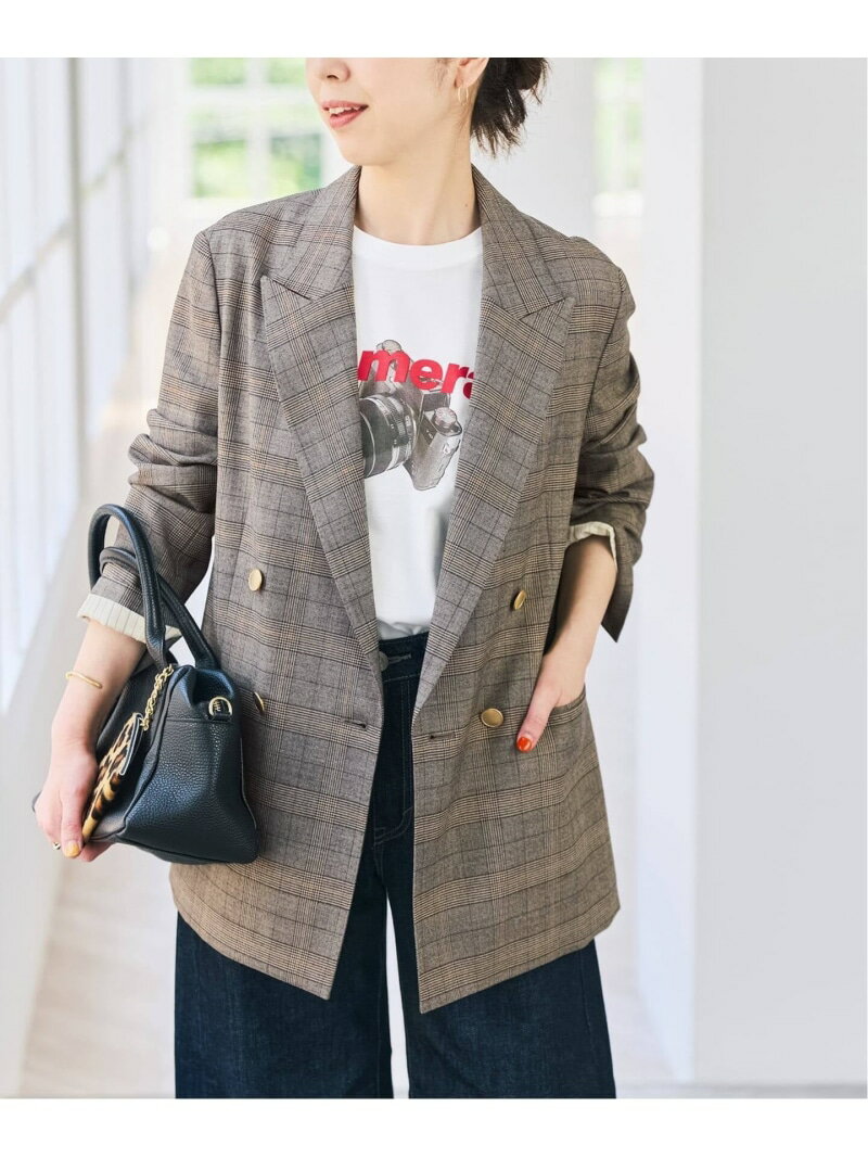 Rakuten - 《セットアップ可 / 予約》ウールブレンドグレンチェックジャケット Spick & Span スピックアンドスパン ジャケット・アウター テーラードジャケット・ブレザー ベージュ【先行予約】*【送料無料】[Rakuten Fashion]