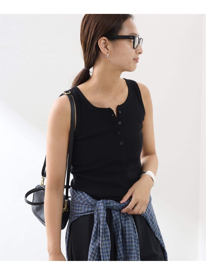 コットンリブヘンリータンク FRAMeWORK フレームワーク トップス ノースリーブ・タンクトップ ブラウン..