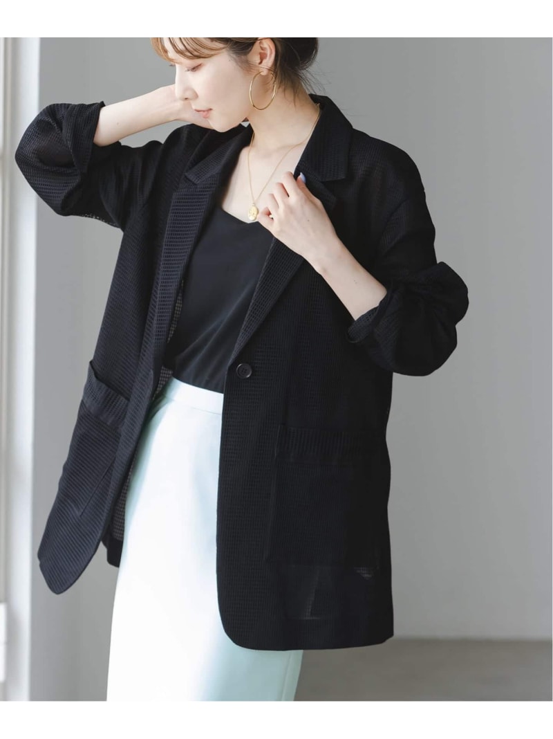 Rakuten - 《追加》エアリーメッシュロングジャケット NOBLE ノーブル ジャケット・アウター テーラードジャケット・ブレザー ブラック ホワイト【送料無料】[Rakuten Fashion]