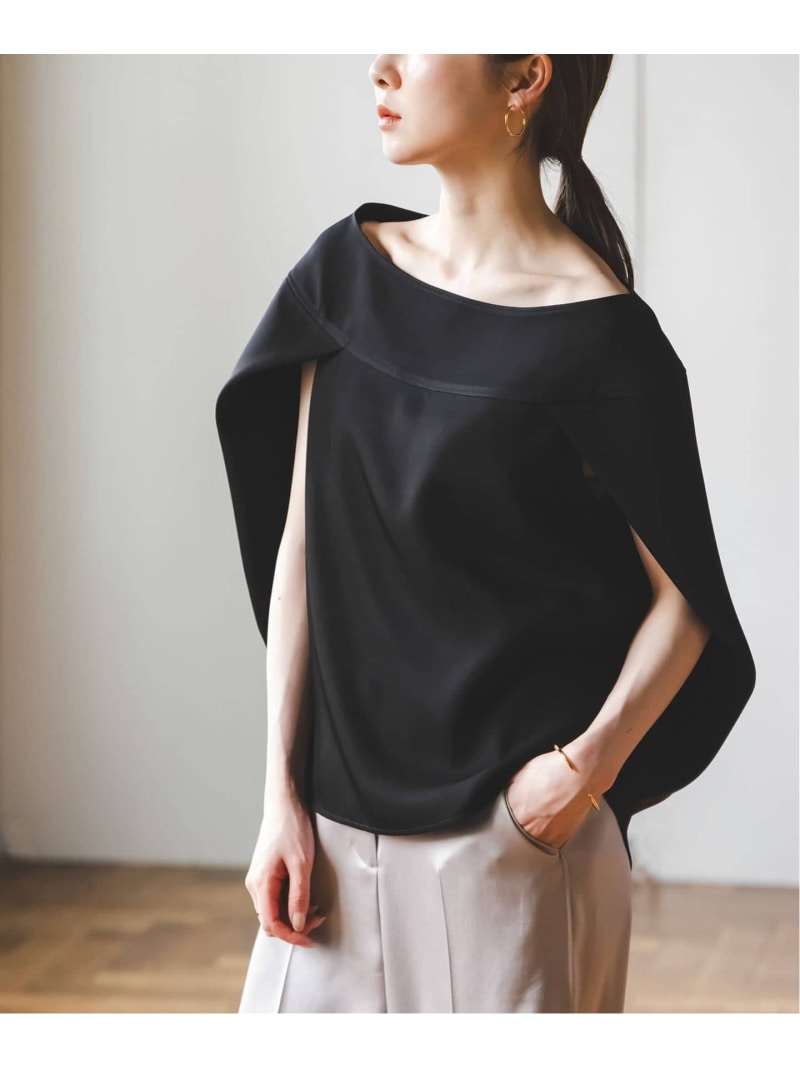 【SALE／30%OFF】【洗える】ケープニュアンスブラウス NOBLE ノーブル トップス シャツ・ブラウス ブラック ホワイト【RBA_E】【送料無料】[Rakuten Fashion]のサムネイル