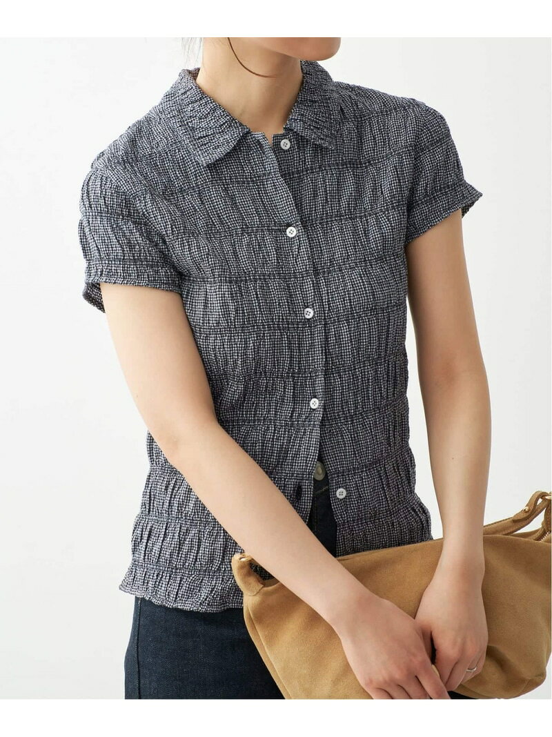 Rakuten - シャーリングギンガムシャツ Spick & Span スピックアンドスパン トップス シャツ・ブラウス ブラック【送料無料】[Rakuten Fashion]