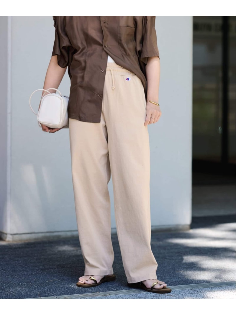 CHAMPION/チャンピオン 別注JERSEY EASYパンツ FRAMeWORK フレームワーク パンツ ジャージ・スウェットパンツ ブラック ベージュ ブラウン
